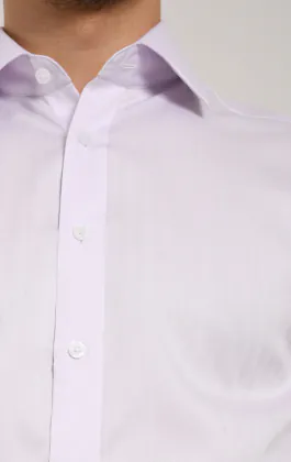 Lilac Herringbone 100% Cotton Easy Care Shirt
