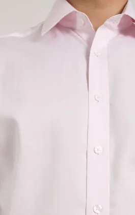 Pink Herringbone 100% Cotton Easy Care Shirt