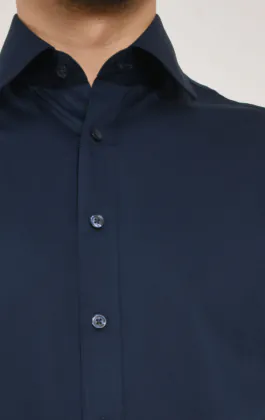 Navy 100% Cotton Poplin Easy Care Shirt
