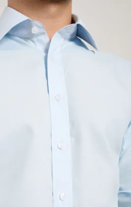 Light Blue 100% Cotton Poplin Easy Care Shirt