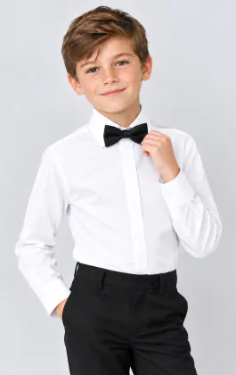 Boys Standard Collar Plain Fly Front Dress Shirt