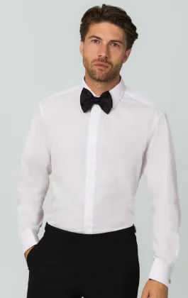 White Slim Fit Dress Shirt with Classic Collar