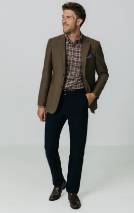 Rust and Grey Check Brushed Cotton Shirt