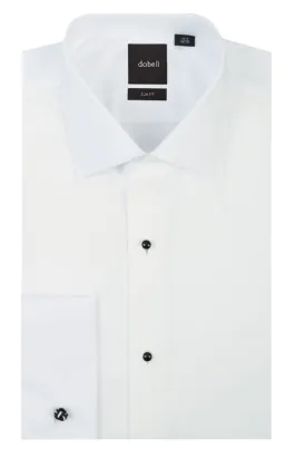 Standard Collar Marcella Front Slim Fit White Dress Shirt