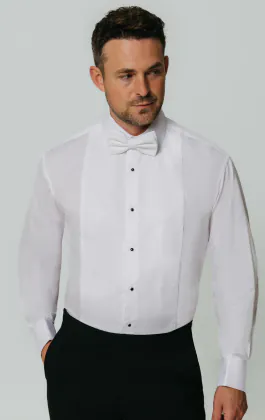 Standard Collar Marcella Front Slim Fit White Dress Shirt
