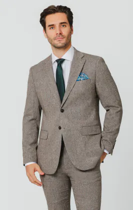 Brown Herringbone Tweed Suit
