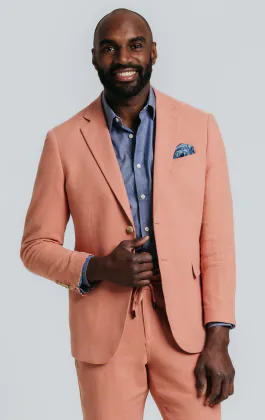 Coral Linen Twill Casual Suit