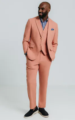 Coral Linen Twill Casual Suit