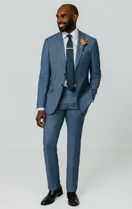 Steel Blue Suit - Light Blue Suit - Sky Blue Sharkskin Texture Men's Slim Fit Suits main image 0