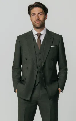 Green Weave Double Breasted 3 Piece Suit