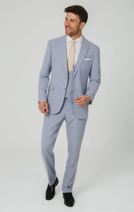 Light Blue Hopsack 3 Piece Suit