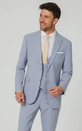 Light Blue Hopsack 3 Piece Suit