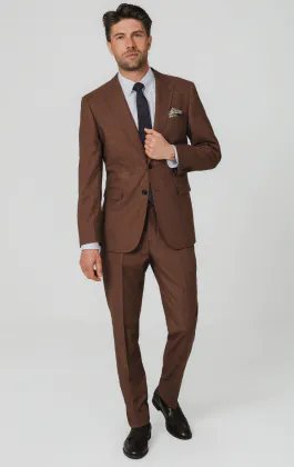 Rust Brown Textured Weave Suit