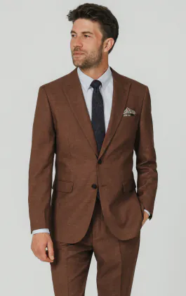 Rust Brown Textured Weave Suit