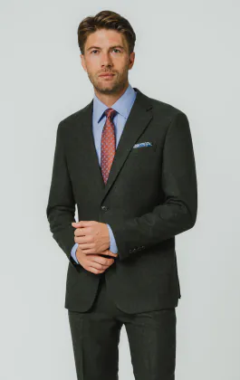 Dark Green Herringbone Tweed Suit