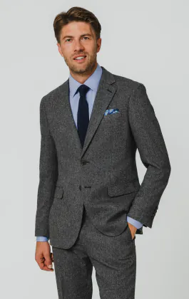 Grey Herringbone Tweed Suit