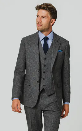 Grey Herringbone Tweed 3 Piece Suit