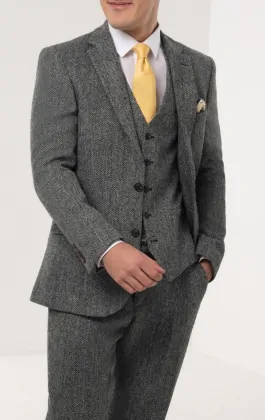 Harris Tweed Grey Herringbone Suit Dobell