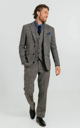 Harris Tweed Grey Herringbone Suit