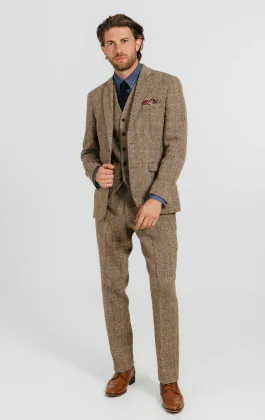Harris Tweed Brown Windowpane Check Tweed Suit