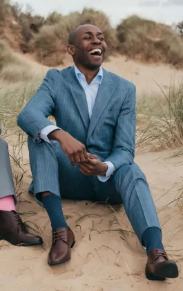 Sky blue check blazer combination shop