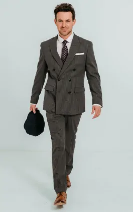 Charcoal double breasted suit cheap