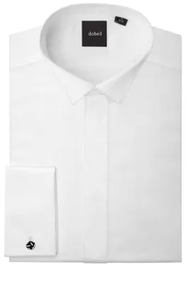 Wing Collar Plain Front White Dress Shirt