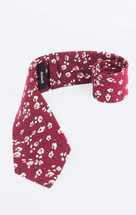 Red and White Floral Tie
