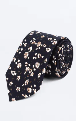 Blue and White Floral Tie