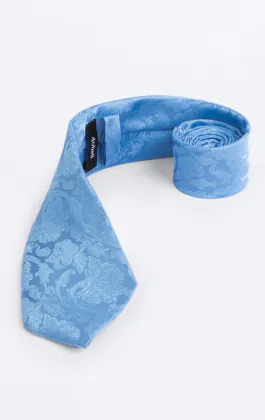 Mid Blue Leaf Jacquard Tie