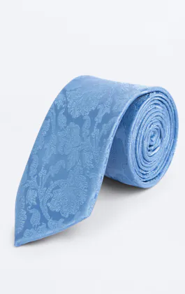 Mid Blue Leaf Jacquard Tie