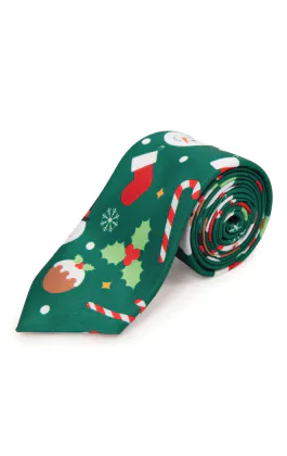 Santa & Friends Green Christmas Tie