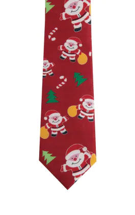 Happy Santa Claus Red Christmas Tie