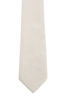 Boys Pearl White Paisley Tie