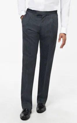 Black & Grey Striped Wool Blend Morning Suit Trousers