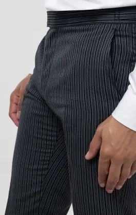 Dobell Black Grey Striped Slim Fit Morning Suit Trousers Dobell