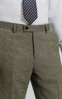 Sage Green Herringbone Tweed Trousers