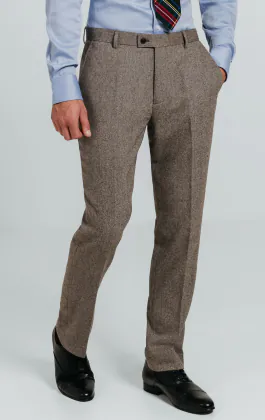 Brown Herringbone Tweed Suit Trousers