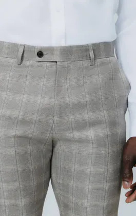 Taupe Check Suit Trousers
