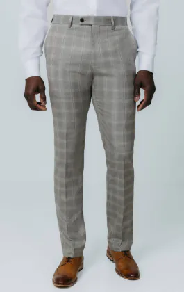 Taupe Check Suit Trousers