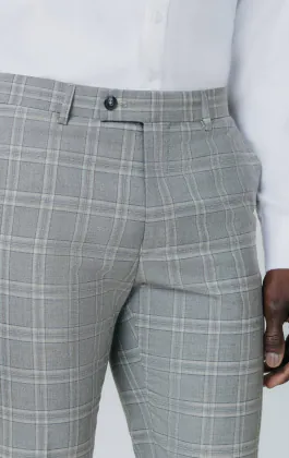 Grey with Tan Check Suit Trousers