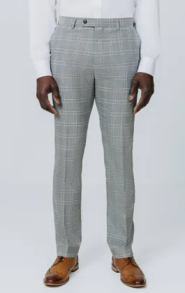 Grey with Tan Check Suit Trousers