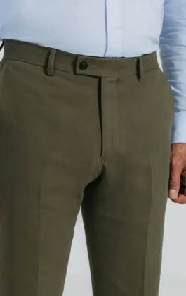 Green Linen Twill Suit Trousers