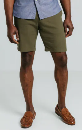Green Linen Twill Shorts