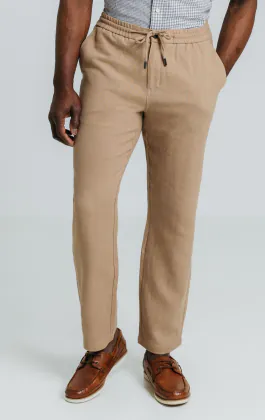 Tan Linen Twill Trousers