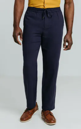 Navy Linen Twill Trousers