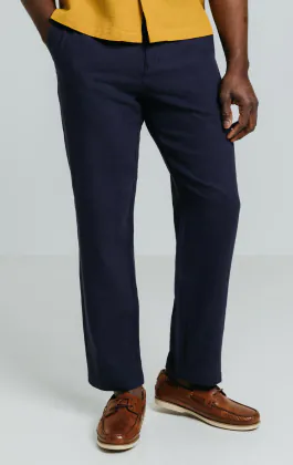 Navy Linen Twill Trousers