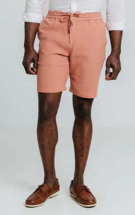 Coral Linen Twill Shorts