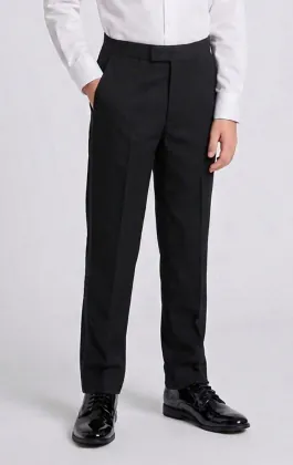 Boys Black Tuxedo Trousers with Satin Side Stripe