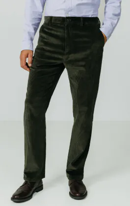 Green Corduroy Casual Trousers